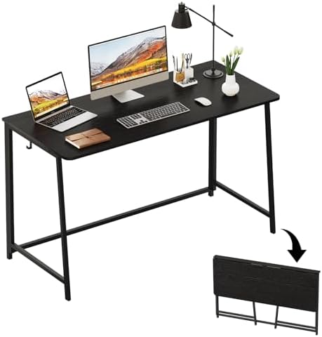 WOHOMO Folding Desk, 47.2" Foldable Computer Table for Small Spaces, Black by WOHOMO