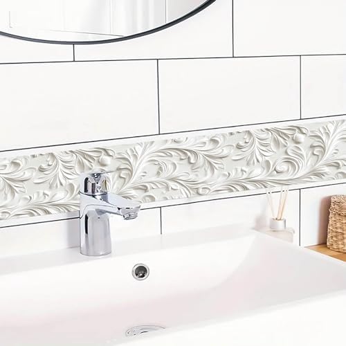 IVN Wallpaper Border Peel and Stick Wall Classic White Carving 4x196 Inch - Image 5