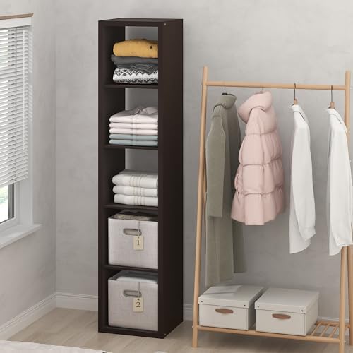 Furinno Cubic Extra Thick 5-Cube Closet Organizers and Storage, Dark Oak by Furinno-FitsYourSpaceFitsYourBudget