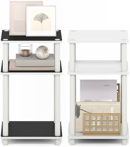 Furinno Turn-N-Tube 3-Tier Toolless Side Table, Compact, White(Espresso) - Image 6