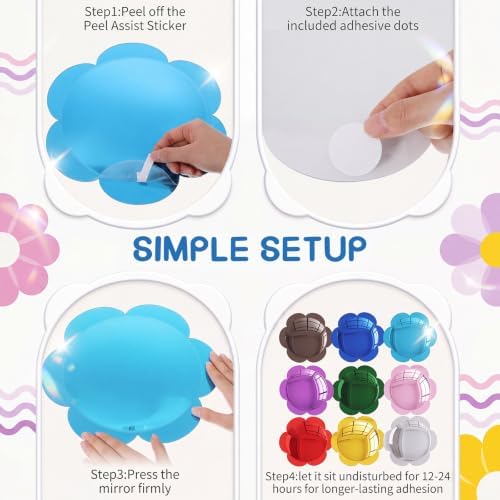 Mifoci 9 Pcs Sensory Wall Bubble Mirror Flower Shape Multi-Color Interactive Acrylic Convex Mirror for Wall Decor and Visual Tactile Stimulation for Classroom Home - Image 3