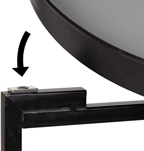 Kate and Laurel Celia Round Foldable Tray Accent Table, 14" x 14" x 25.75", Gray and Black, Modern Minimalist Design and Magnetic Tabletop - Image 6