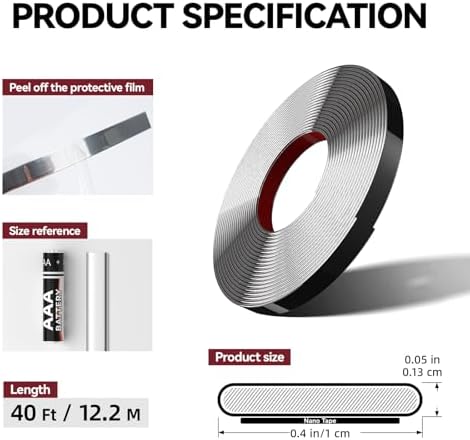 0.39in x 40Ft Peel and Stick Wall Molding Trim Silver - Image 3