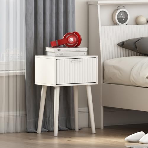 LAATOOREE Nightstands Set of 2, Small Bed Side Table with Fluted Door - Image 5