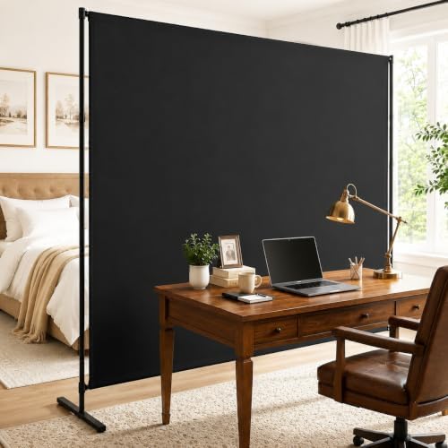 Room Divider, 72x72Inch Large Single Panel Privacy Screen with Thickened Fabric,Freestanding Partition Wall for Room Separation,Portable for Indoor Office,Bedroom,Studio Apartment, Black by Unknown