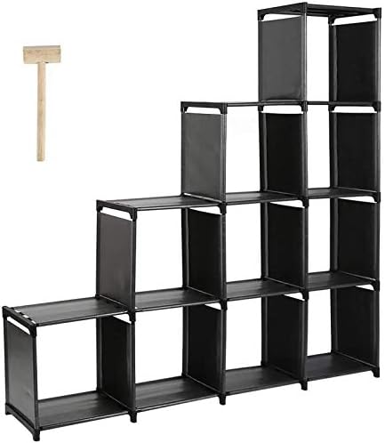 10-Cube Storage Organizer Rack, Staircase Organizer Modular Bookcase by DazHom