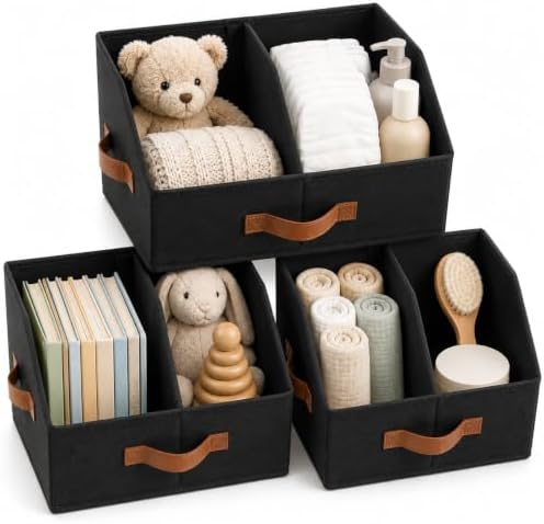 HOMELUX THEORY Closet Organizers Storage, Small Collapsible Bin 3pc, Black by HomeluxTheory