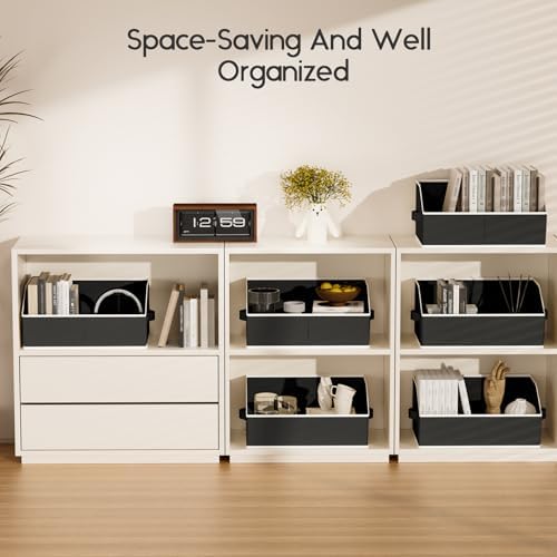 Homsorout Large Closet Organizers and Storage Bins - 6 Pack Trapezoid Storage Baskets for Shelves, Foldable Fabric Baskets with Handles Ideal for Closet, Basket, Wardrobe and Shelf Storage, Black - Image 7