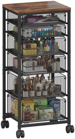 Rolling Storage Cart with 6 Drawers, Craft Cart with Lockable Wheels by Aokitsink