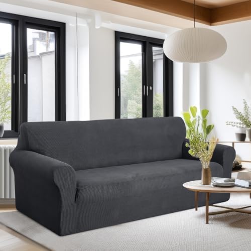 U-NICE HOME Oversized Stretch Couch Cover Slipcover, Dark Grey - Image 2