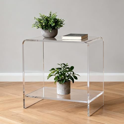Acrylic End Table/Nightstand,23" H Sleek and Durable Bedside Storage. Ideal for Bedrooms, Living Rooms, and Modern Interiors.A Perfect Choice as a Bedside Table or Sofa Side Piece. (2 Tier- Bottom) by GETCK
