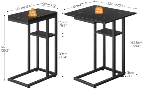 HOOBRO Foldable C Shaped End Table, C Shaped Side Table with Storage Shelf, Slide Under Couch Table for Sofa, Small Spaces, for Living Room, Bedroom, Easy Assembly, Black BK29SF01 - Image 3