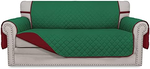 Easy-Going Reversible Couch Cover, 2 Cushion Sofa, Green/Christmas Red by Easy-Going