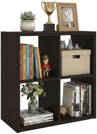 WannabeMyself【2026 Wooden Thick Frame】 4 Cube Storage Organizer with Anti-Tipping Kits, Reversible Open Back Book Shelf,Bookcase for Living Room,Bedroom,Entrance Hall,Office,11.6×24.6×24.7,Chocolate by WannabeMyself