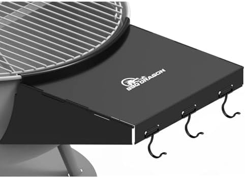 BBQ Dragon Weber Grill Side Table – Foldable Grill Shelf with Hooks for 22" Kettle Grills – Portable & Durable Bottom Shelf for Accessories – Space Saving Attachment for Outdoor Cooking by BBQBoldBBQFreshBBQDragon