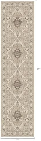 Washable 2x8 Entryway Runner Rugs, Vintage Non-Slip Low Pile Rugs Beige - Image 2