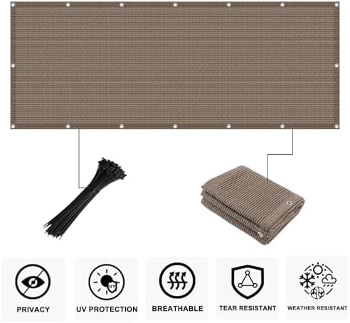 COOLBOYS Customized 2.5'x37' Brown Balcony Privacy Screen Fence Cover - Image 2