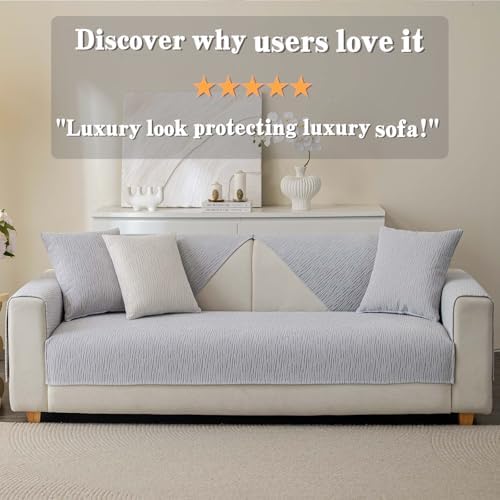 Soft Waterproof Chenille Cover Washable, Non Slip Sectional Sofa Covers for 3 Cushion Couch Sofa L Sharped Sofa Slipcover for Pets, Furniture Protector (1 PCS 36"x36" Light Grey) - Image 6