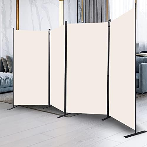 Room Divider, 4 Panel Folding Privacy Screens with Wider Feet, Beige - Image 6