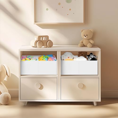 DIMJ Large Closet Shelf Organizer Bins 6 Packs with Handles and Divider, Fabric Trapezoid Storage Baskets, Foldable Clothes Containers Box for Shelf, Towel, Book, Toy, Purse, Hats, ,White - Image 6