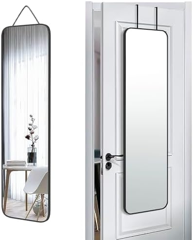 SCWF-GZ 47x14 Full Length Mirror Over the Door,Wall Mounted/Rope Hang Black by SCWF-GZ