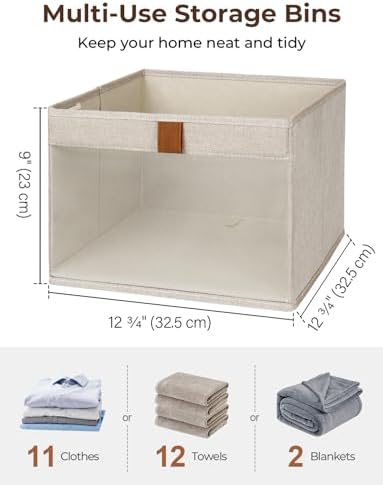 StorageWorks Fabric Storage Bins with Clear Window, Brown and Beige, 3-Pack - Image 2