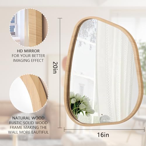 Asymmetrical Irregular Mirror Wall Mounted, Unique Vanity Mirror, Shaped Dressing Boho Mirror Decorative for Living Room, Bathroom, Bedroom, Entryway Wall Decor 20"x16" - Image 7