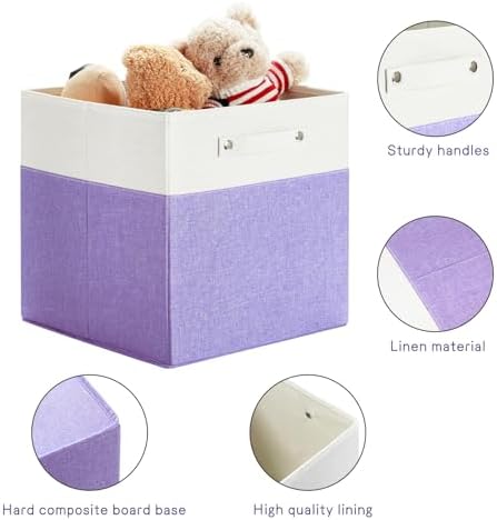 FinishingBo 13x13x13 Storage Cube Bins 4 Pack, Cube Shelf Baskets - Image 6