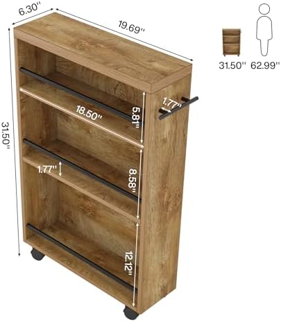 Tribesigns Slim Storage Cart, Rolling Narrow Kitchen Cart on Wheels for Small Place, 4-Tier Slide Out Slim Utility Cart Skinny Laundry Cart with Handle for Kitchen, Bathroom, Laundry - Image 5