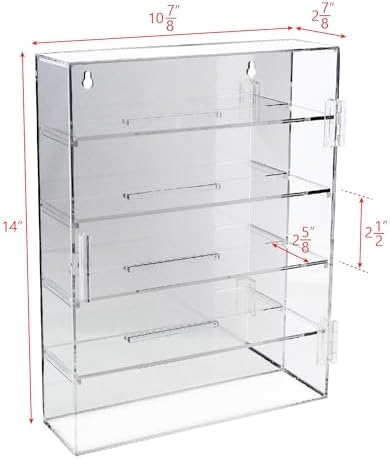 Ikee Design Mirror Back Acrylic Wall-Mountable Display Case with 4 Shelves - Image 2