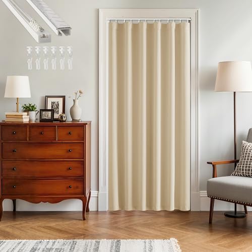 RYB HOME Doorway Curtain with Straight Ceiling Track, Privacy&Blackout by RYBHOME