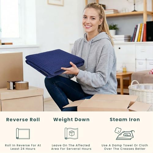 KOZYFLY Cotton 2.5'x14' Runners Rugs for Hallway, Long Washable Runner Rug, Woven Non Slip Kitchen Runner, Flatweave Entryway Rug, Floor Carpet for Entry, Aisle, Hall, Deep Navy Blue - Image 5