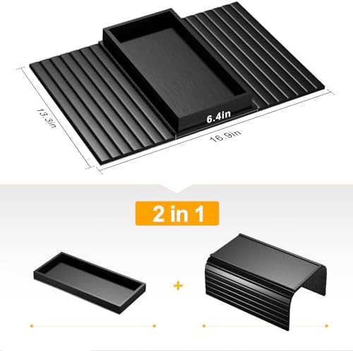 Bestjing 2 in 1 Bamboo Sofa Armrest Tray Table for Couch (Black) - Image 6