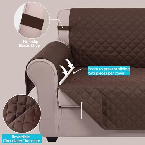 U-NICE HOME Large Sofa Cover Reversible Couch Cover for Dogs, Chocolate - Image 3