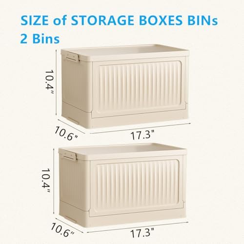 Foldable Storage Bins with Lids, 2‑Pack Beige – Collapsible Storage Box Organizer for Closet, Clothes, Toys, Books, Documents - Image 2