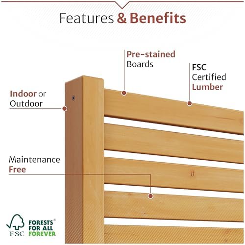 Enclo Slatted Freestanding/Surface Mounted Privacy Screen, Cedar Wood - Image 4