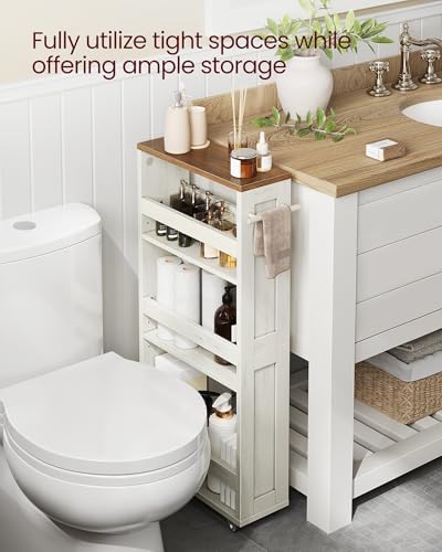 VASAGLE 4-Tier Slide-Out Storage Cart, Slim Kitchen Cart with Wheels - Image 5