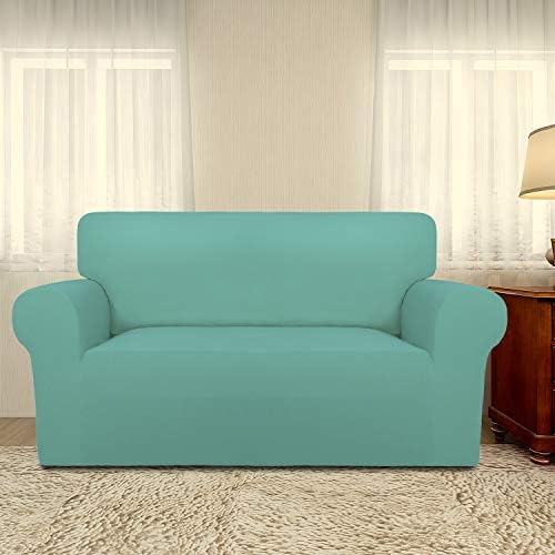 PureFit Stretch Loveseat Covers Fleece Couch Covers for Sofa Cyan - Image 2