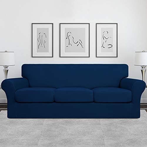 Easy-Going 4 Pieces Stretch Sofa Cover for 3 Cushion Couch Washable - Image 2