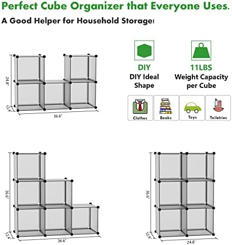 C&AHOME 6-Cube Storage Organizer Cube Shelf Closet Storage Bookcase, Grey - Image 5