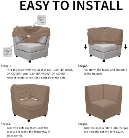 Easy-Going Stretch Soft Sectional Corner Sofa Couch Slipcover Camel - Image 5