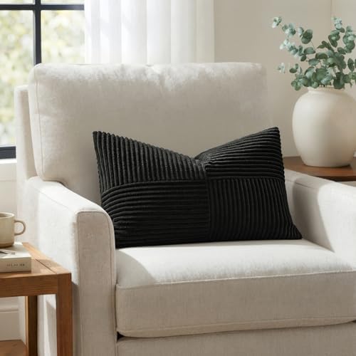 MIULEE Black Decorative Lumbar Throw Pillow Covers 12x20 Inch 2 Pack - Image 4