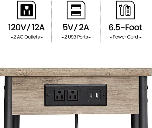 TUTOTAK End Table with Charging Station, Nightstand, 3-Tier Couch Side Table with USB Ports and Outlets, Bedside Table for Small Space, Living Room TB01BG026 - Image 5