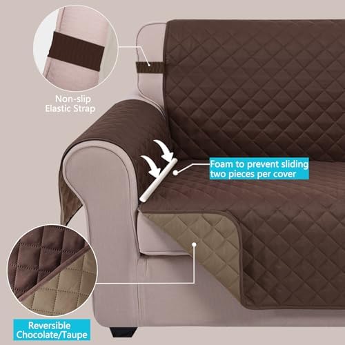U-NICE HOME Reversible Sofa Cover Couch Cover for Dogs, Chocolate/Taupe - Image 3