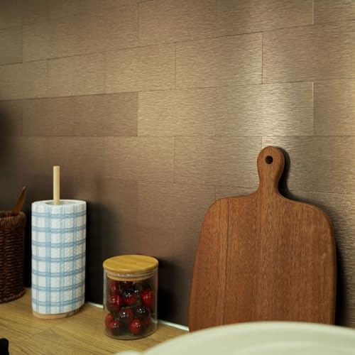 Vamos Tile 100-Piece Peel and Stick Backsplash Seamless Tile,3''x6'' Brushed Rose Gold Metal Subway Tile,Stick on Backsplash for Kitchen/Bathroom/Laundry Room - Image 4
