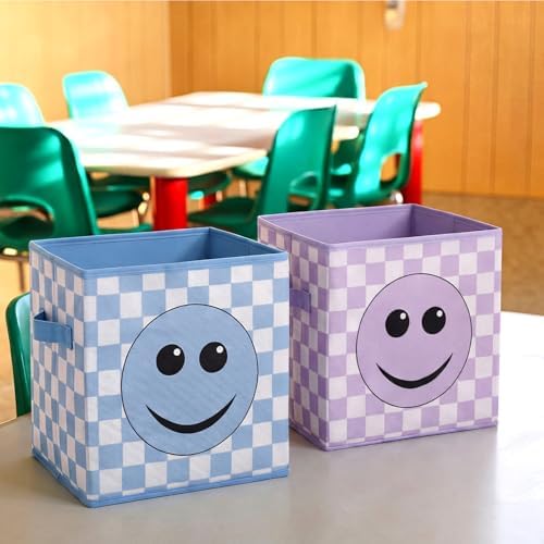 Bokon 6 Pcs 11'' Smile Face Classroom Storage Bins Pastel Classroom Decor - Image 2