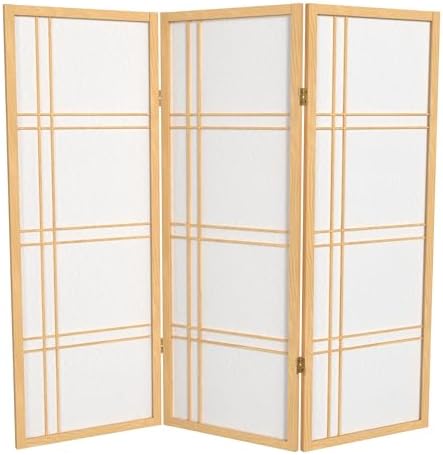 4 ft. Short Double Cross Shoji Screen - Natural - 3 Panels by RedLantern