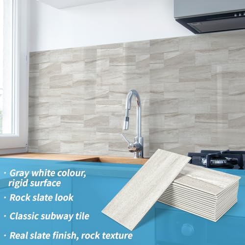 Art3d 102-Pack Peel and Stick Backsplash on Subway Tile, Biege Marble - Image 4