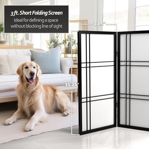 3 ft. Short Double Cross Shoji Screen - Black - 3 Panels - Image 5