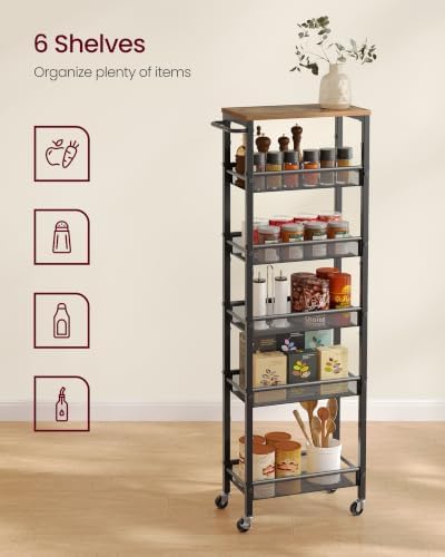 VASAGLE 6-Tier Slim Rolling Storage cart with Wheels, Metal - Image 5